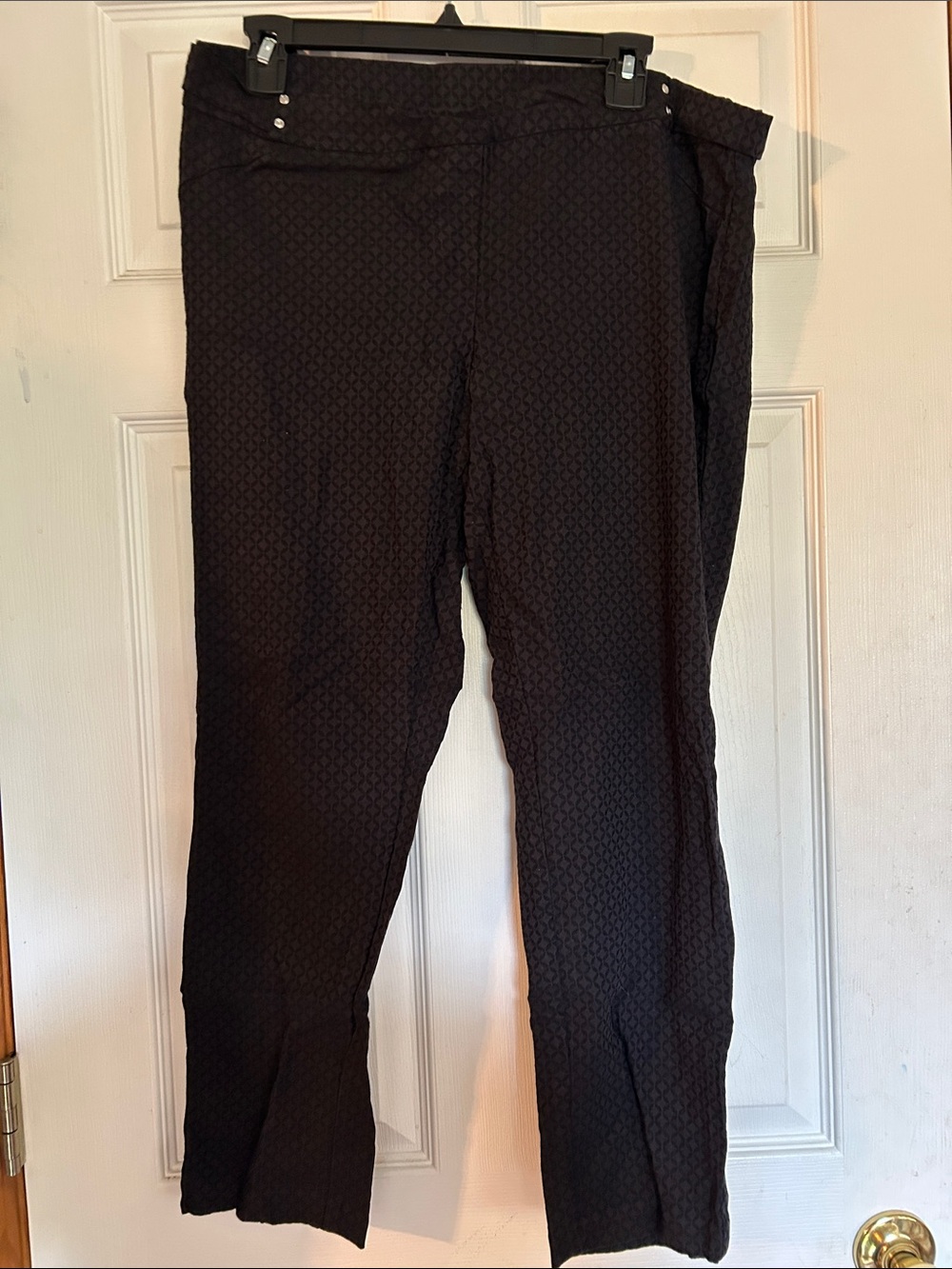 Rafaella Black Textured Straight-Leg Dress Pants